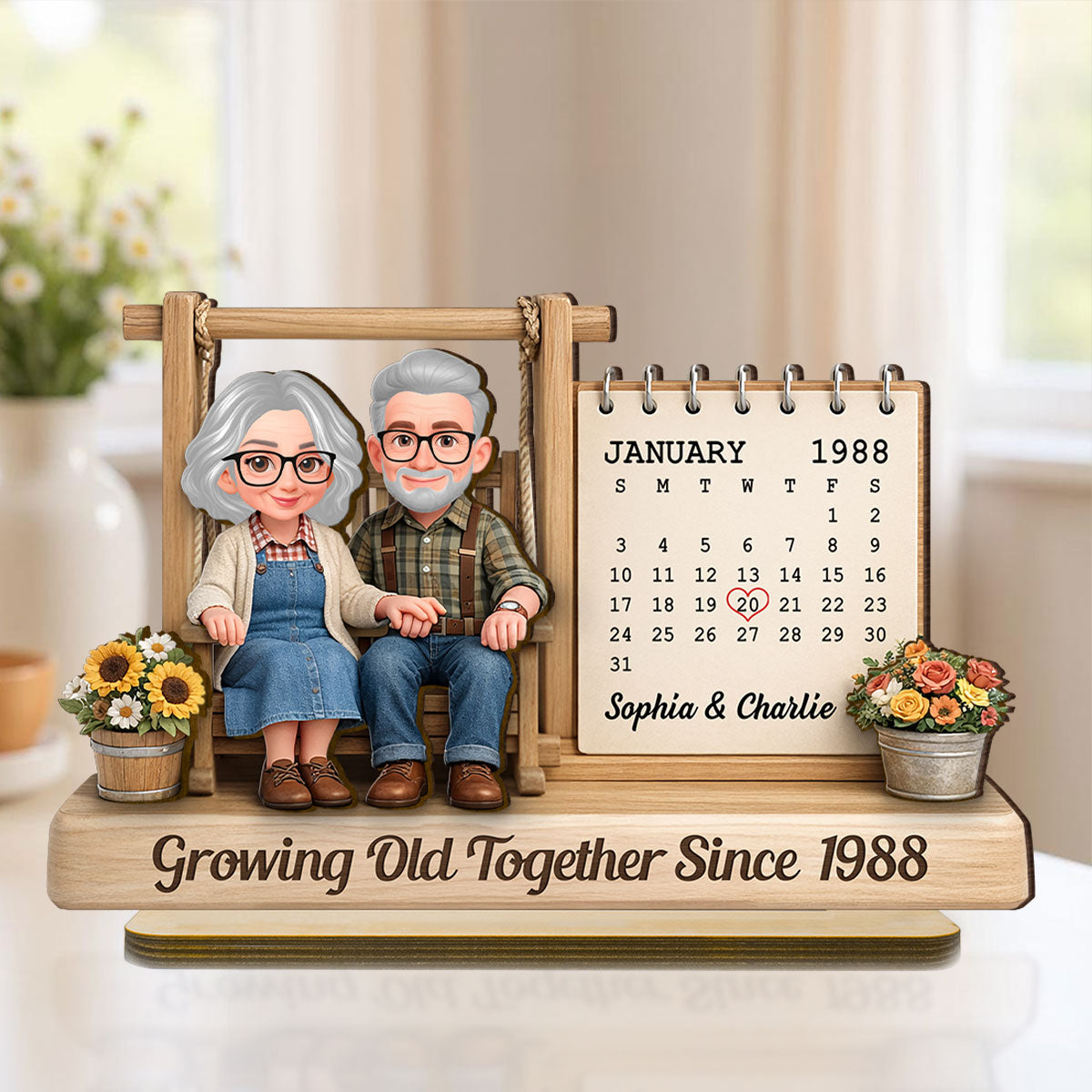 Couple Growing Old Together - Personalized Wooden Plaque - Sentimental Anniversary Gift for him, for her
