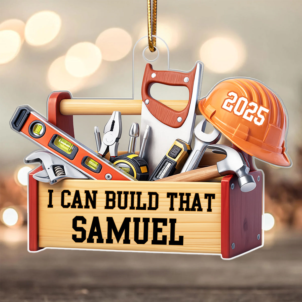 Custom Carpenter Mr Fix it I Can Build That - Personalized Acrylic Ornament - Christmas Gift for Handyman, Woodworker