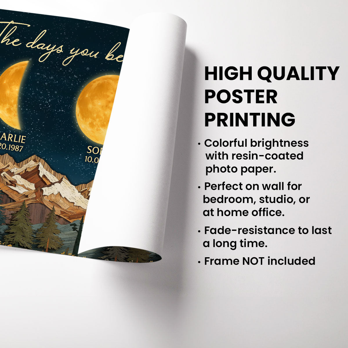 Mountain Valley The Day You Became Mom Grandma Custom Birth Moon Phase - Personalized Poster - Mother's Day Gift For Mom, Grandma