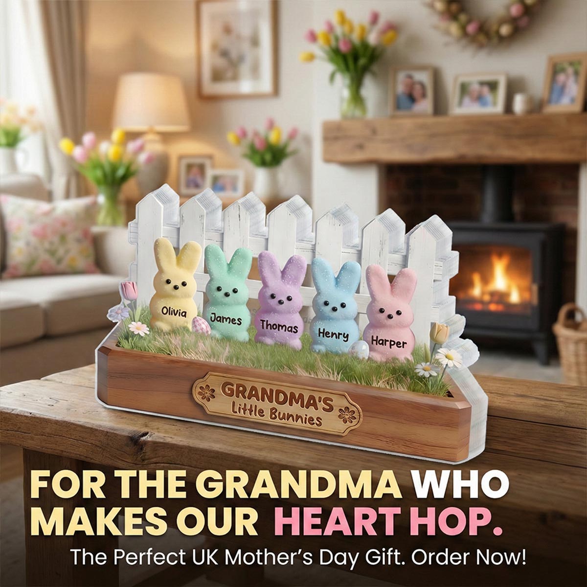 Easter Grandma Little Bunnies - Personalized Acrylic Block Plaque - Gift For Grandma, Easter Decoration