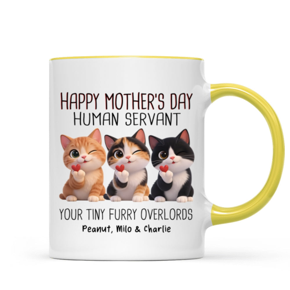 Happy Mother's Day Human Servant from Cute Fluffy Cats - Personalized Mug - Funny Gift for Cat Moms