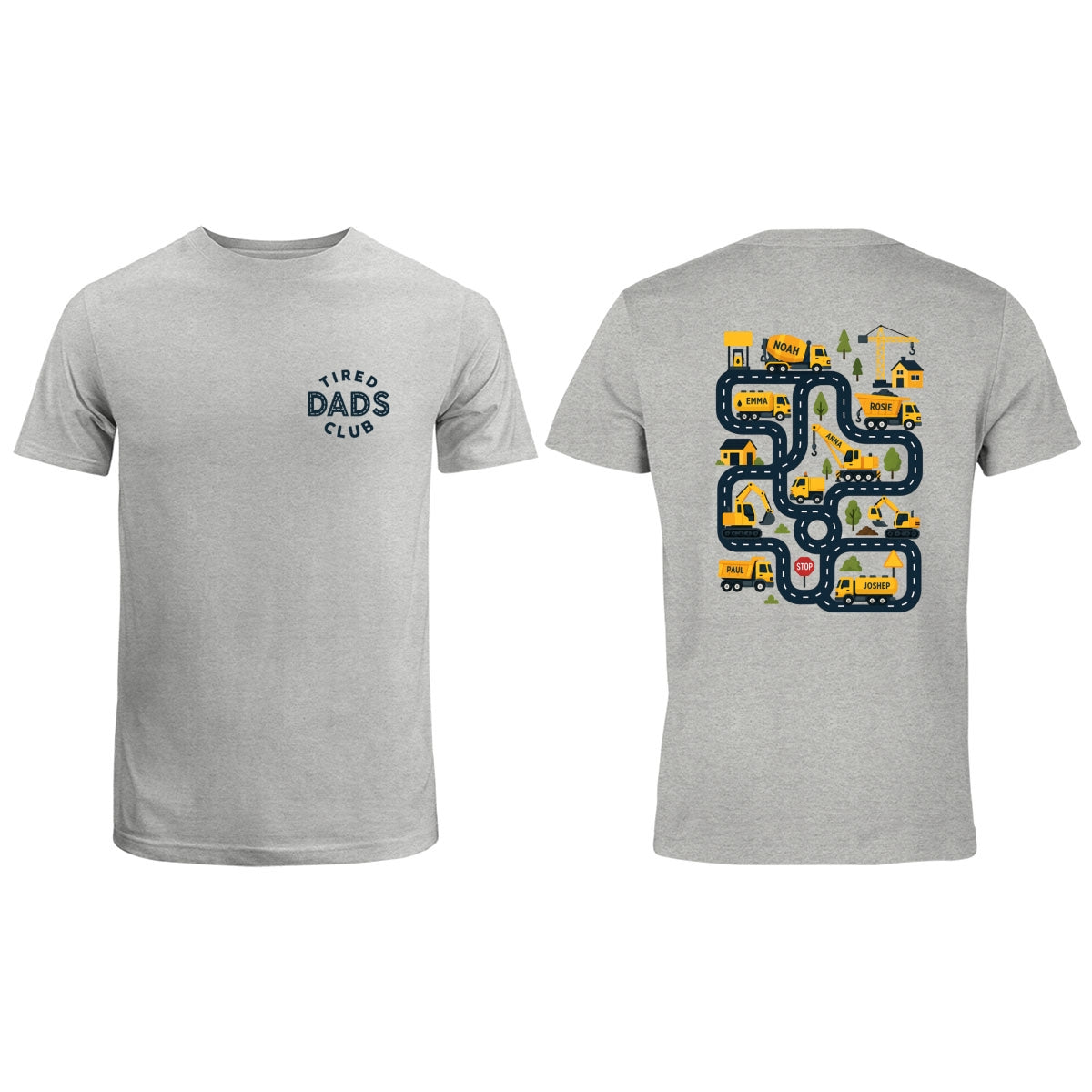 Tired Dads Club Construction Car Track Massage - Personalized Shirt - Funny Father's Day Gift For Dad, Husband