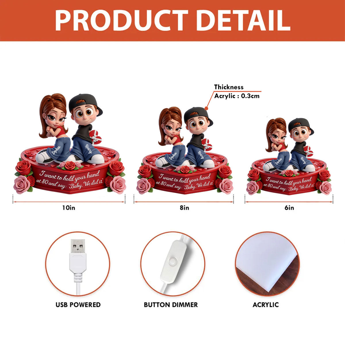 Y2K Couple 3D Cartoon Effect - Personalized Light Box - Sentimental Valentine's Day Gift for him, for her