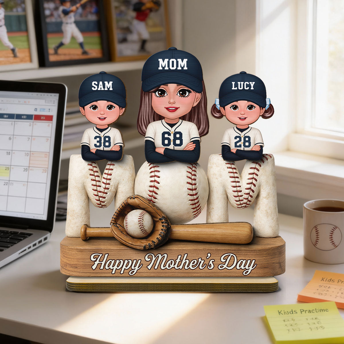 Proud Baseball Mom - Personalized 2-Layered Wooden Plaque - Gift For Mom