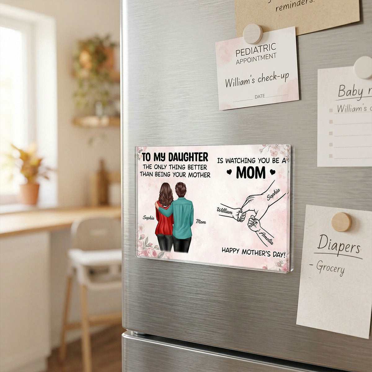 From Mom To Daughter Watching You Be A Mom - Personalized Acrylic Fridge Magnet - Mother's Day Gift For Daughter