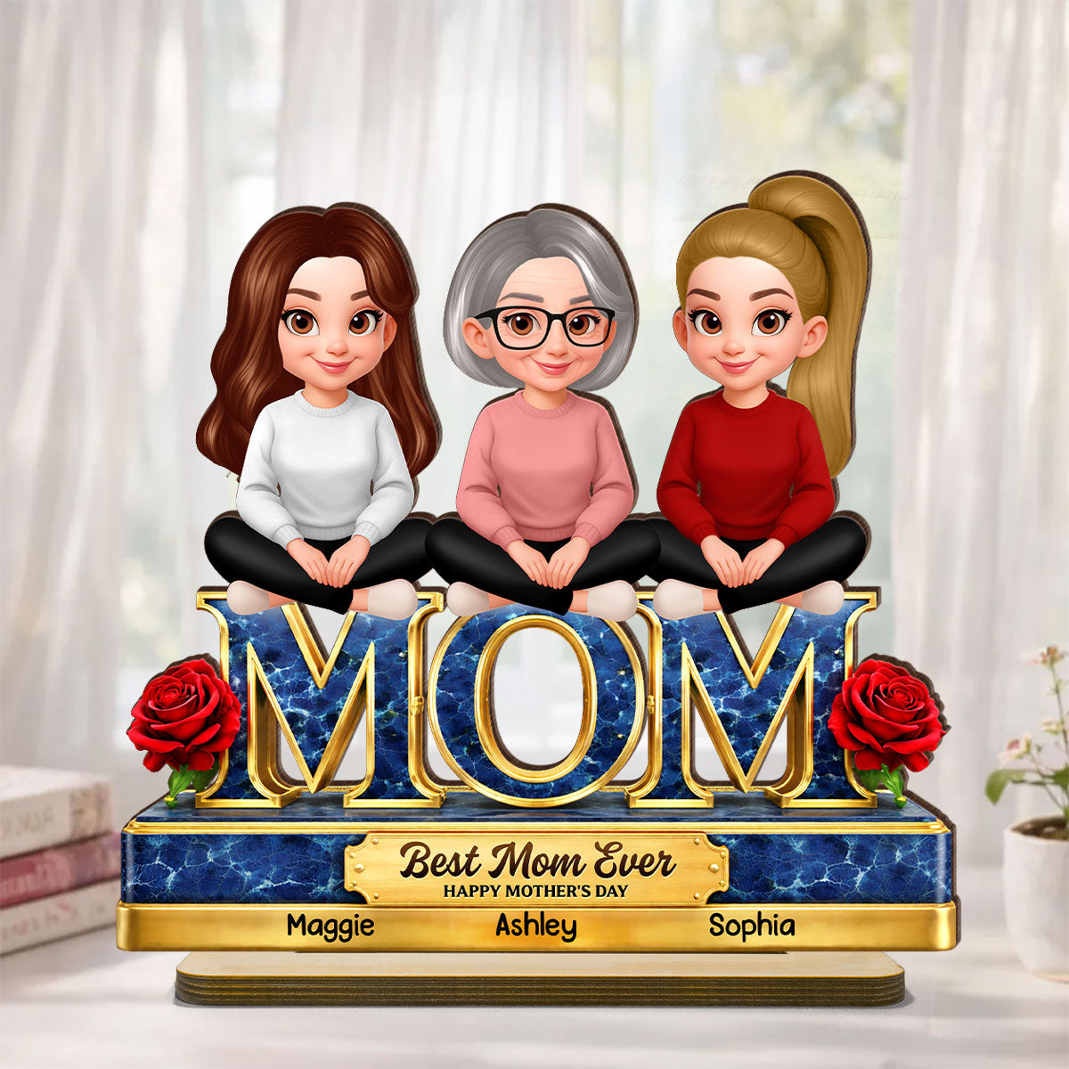 Best Mom Ever Daughters Sons - Personalized 2-Layered Wooden Plaque - Heartfelt Gift For Mom, Grandma