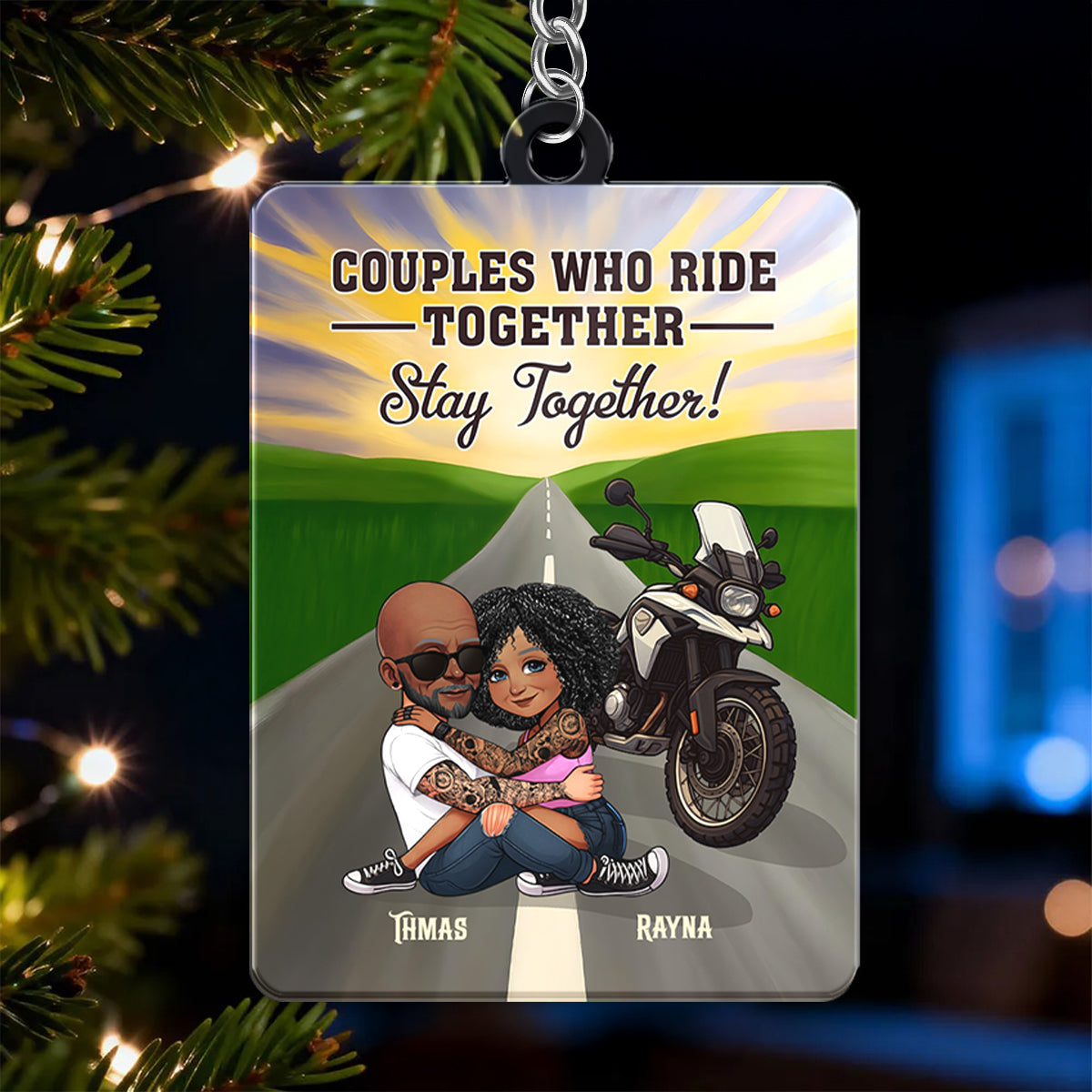 Bikers Couple Riding Partners for Life - Personalized Acrylic Keychain - Gift for Him, Gift for Her