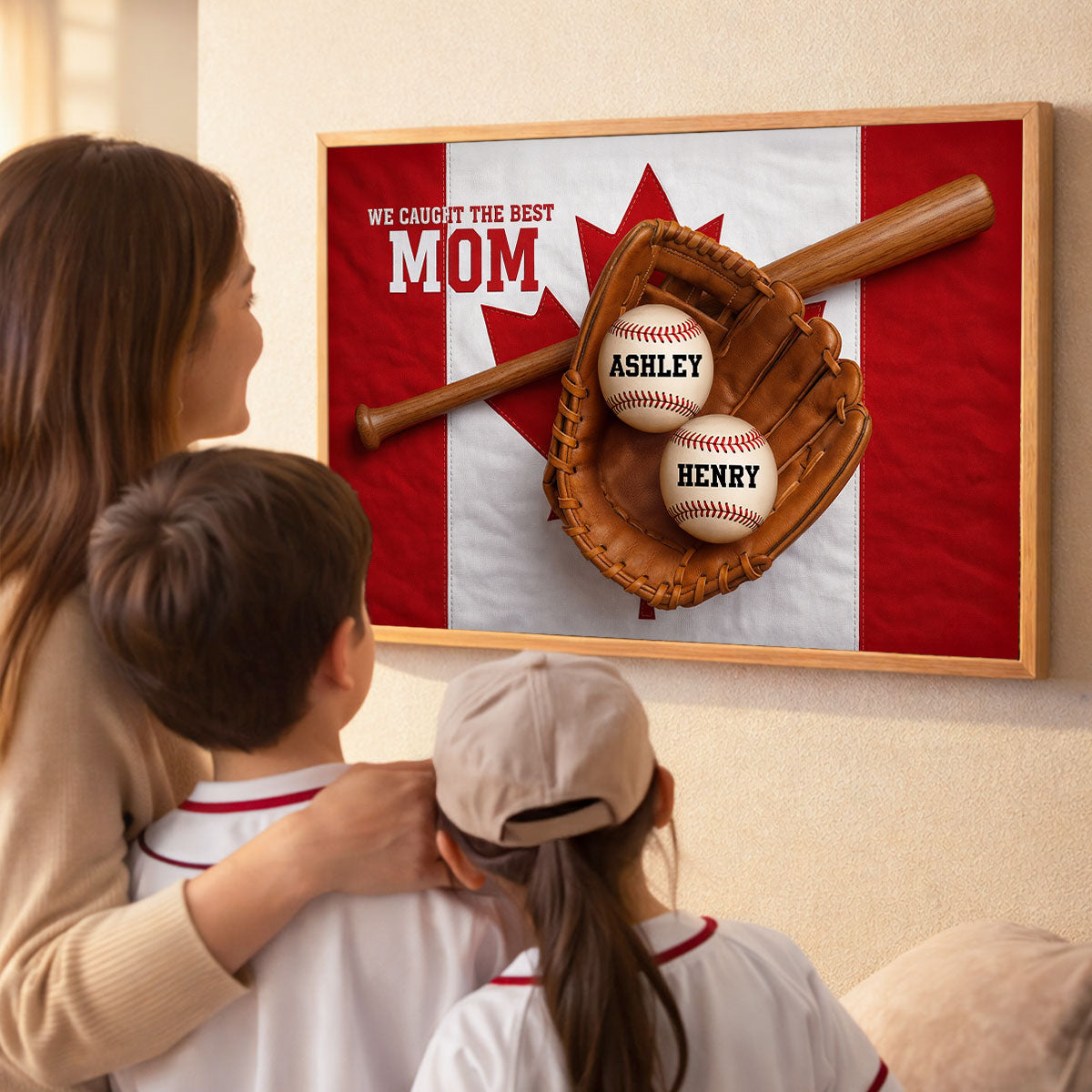 We Caught The Best Mom Nation Flag - Personalized Poster - Gift For Baseball Mom, Gift For Wife