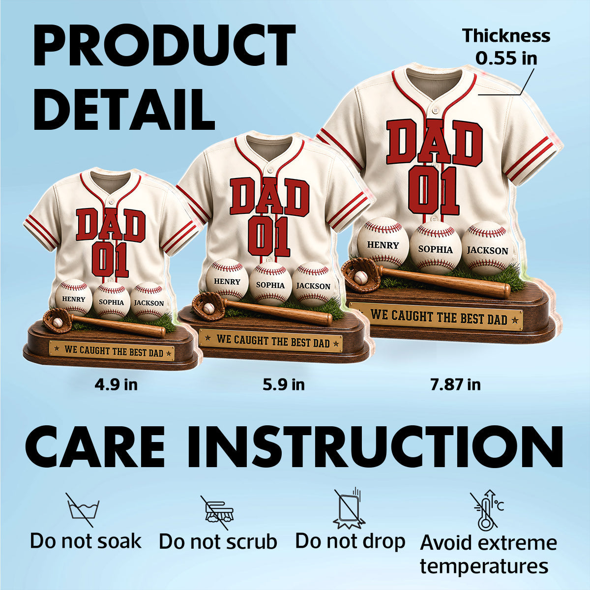 Baseball Dad Legend We Caught The Best Dad - Personalized Acrylic Block Plaque -  Gift For Dad, Husband
