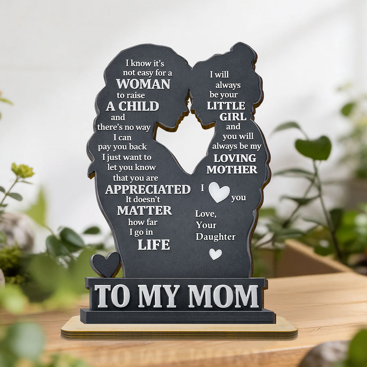 To My Mom - Personalized 2-Layered Wooden Plaque - Heartfelt Gift For Mom, Grandma