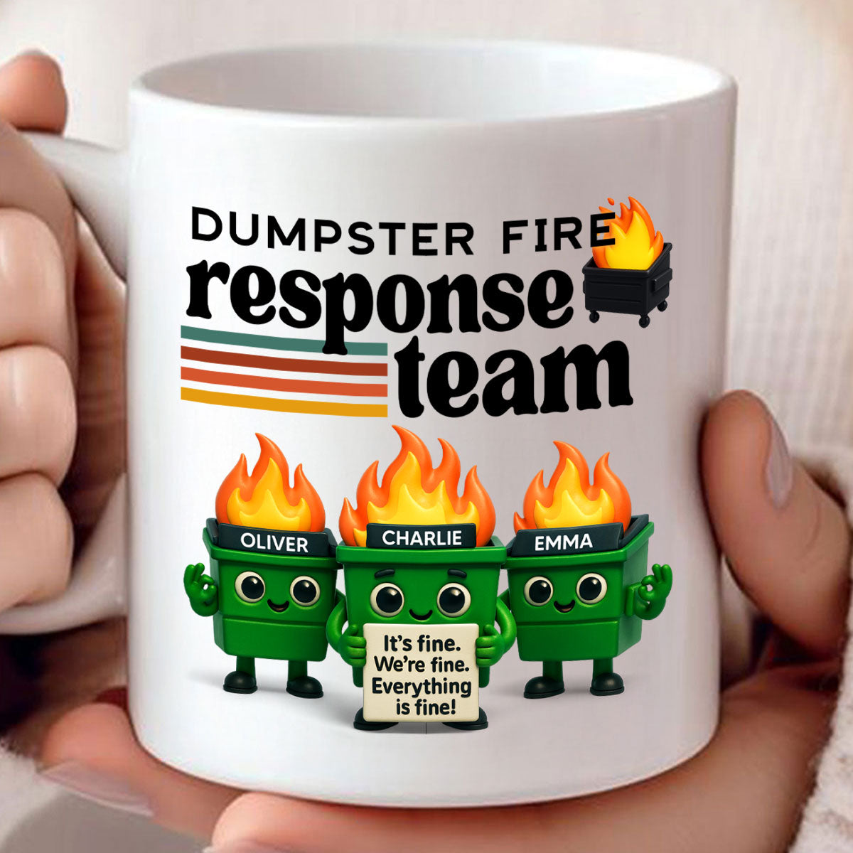 Dumpster Fire Response Team - Personalized Mug - Funny Christmas Gift, White Elephant Gift for Coworkers, Boss