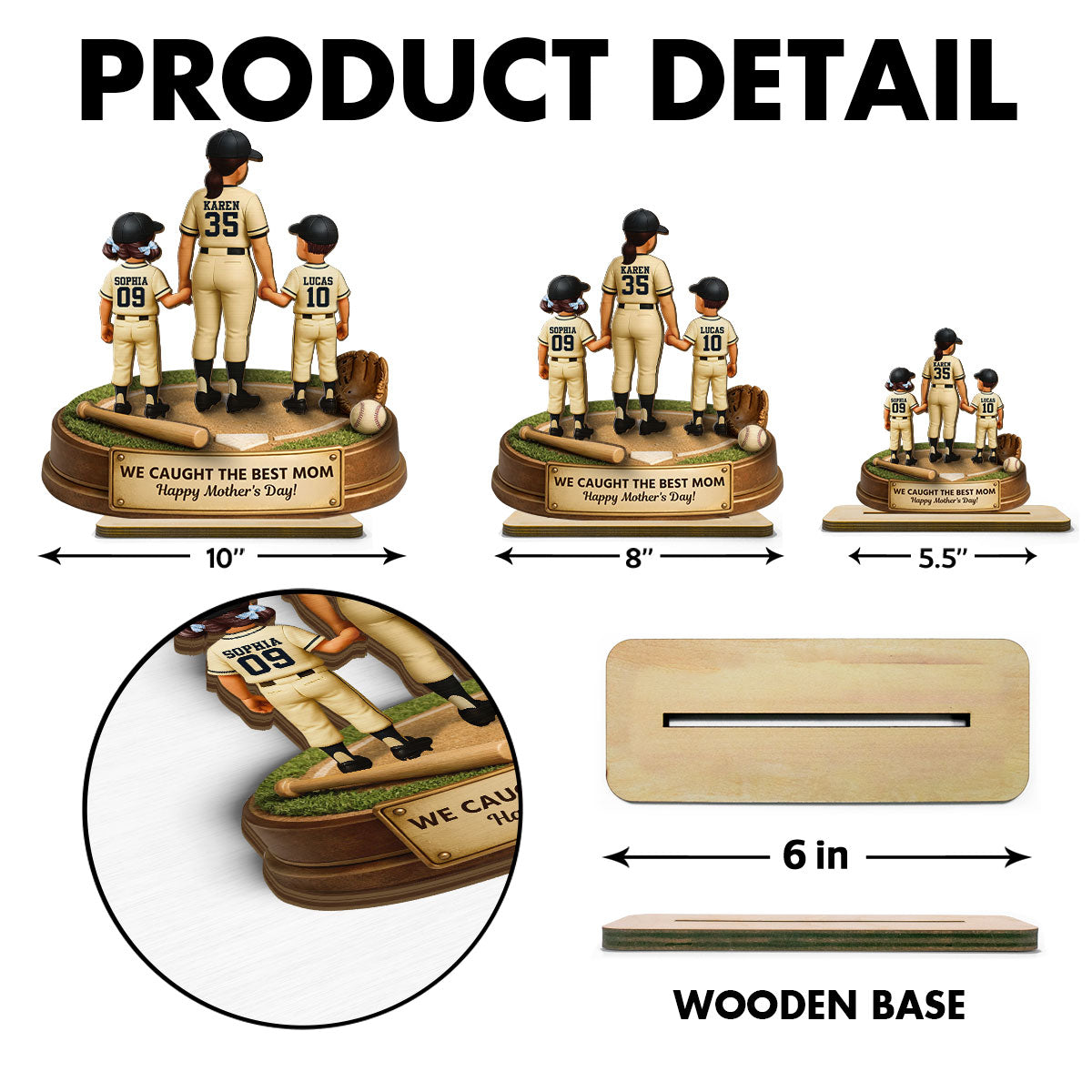 I Hit a Home Run Scoring You as My Mom - Personalized 2-Layered Wooden Plaque - Heartfelt Mother's Day Gift for Mom, Wiffe