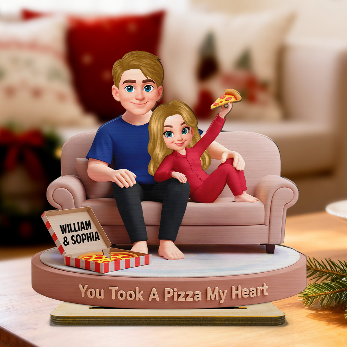 You Took A Pizza My Heart - Personalized Standing Wooden Plaque - Gift for Couple, for Him, for Her