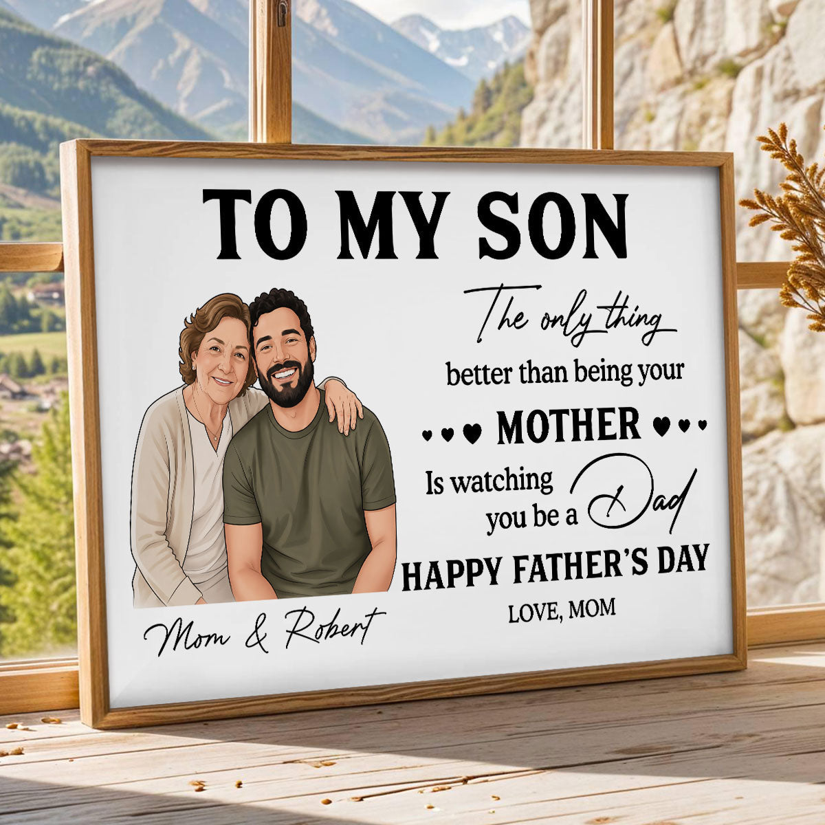 Portrait Color Drawing Style To My Son From Mom - Personalized Poster - Father's Day Gift For Son