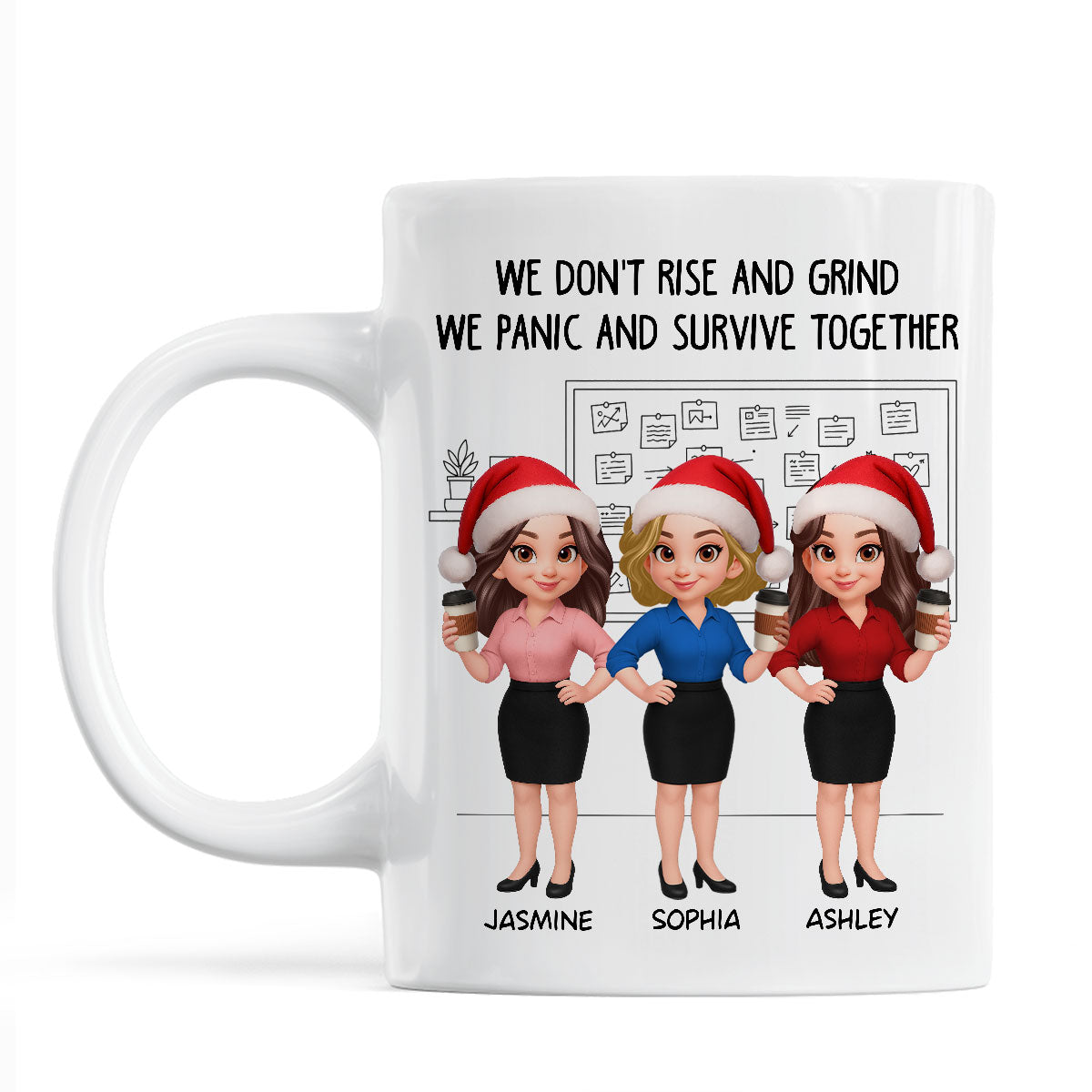We Panic And Survive Together - Personalized Mug - Funny Gift For Work Besties, Colleagues