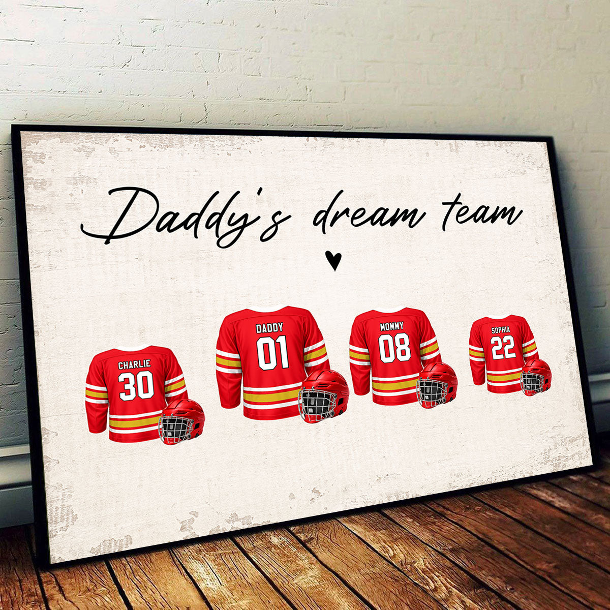 Daddy's Dream Team Hockey Family - Personalized Poster - Gift For Hockey Family