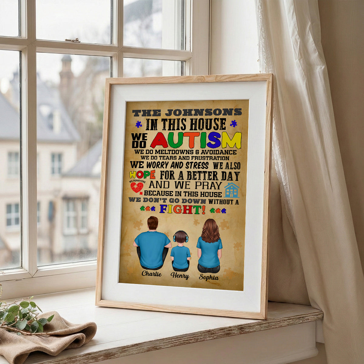 In This House We Do Autism Family Back View - Personalized Poster - Autism Awareness Home Decor