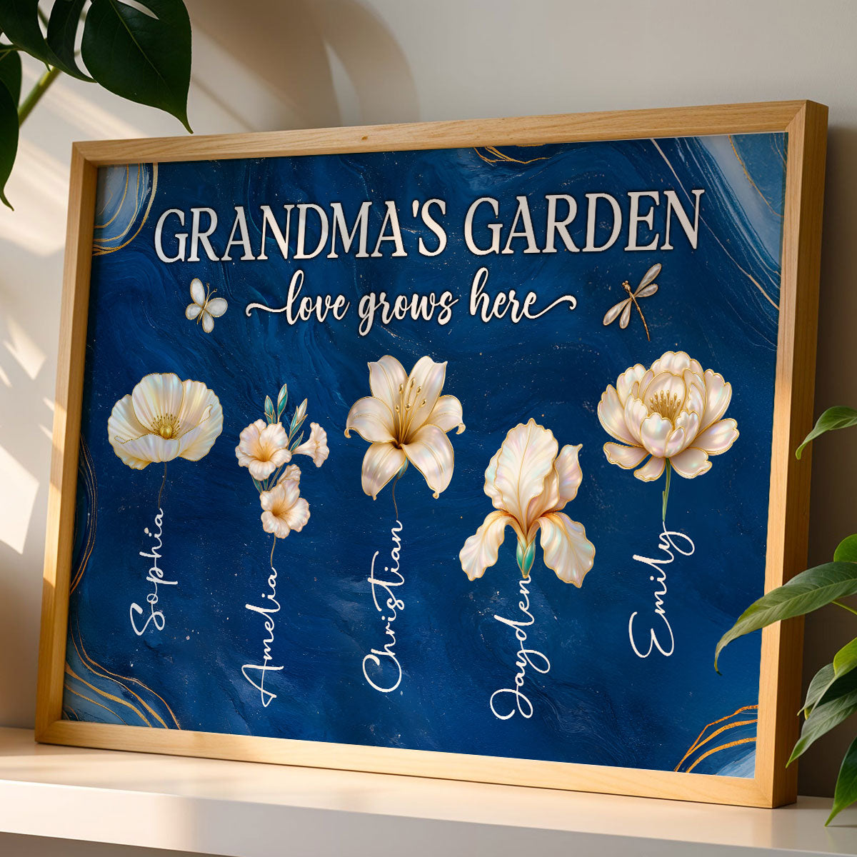 Grandma's Garden 3D Effect Birth Month Flowers - Personalized Poster - Christmas, Birthday, Mother's Day Gift For Grandma