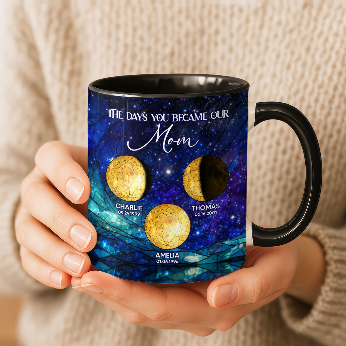 The Day You Became Our Mom, Custom Moon Phase by Date - Personalized Mug - Heartfelt Mother's Day Gift for Mom, Wife