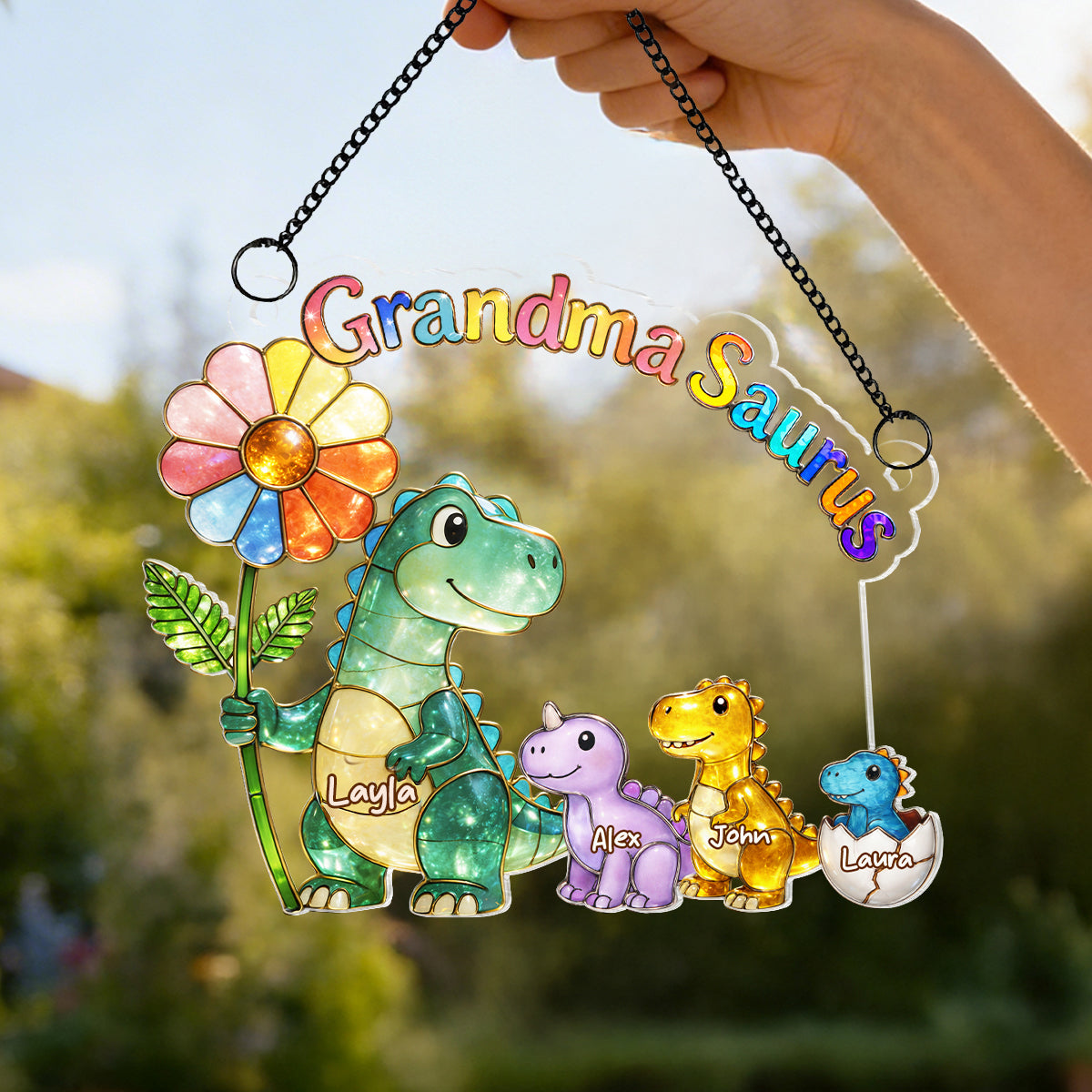 Dinosaur Mamasaurus Grandmasaurus - Personalized Suncatcher - Mother's Day Gift for Mom, Grandma, Wife