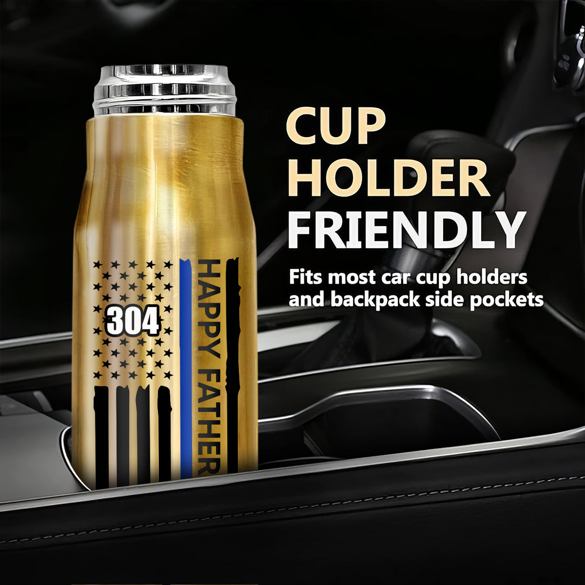 Proud American Police Dad You Are Our Hero Thin Blue Line - Personalized Bullet Tumbler - Father's Day Gift For Dad
