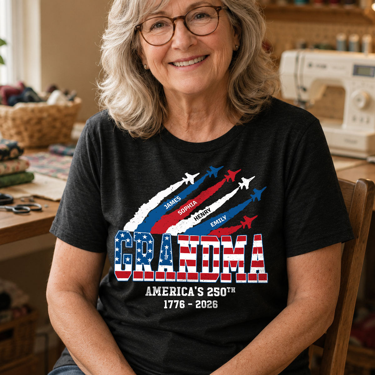 Proud Mom Grandma Nation Flag American 250th Anniversary - Personalized Shirt - Gift For Mom, Grandma