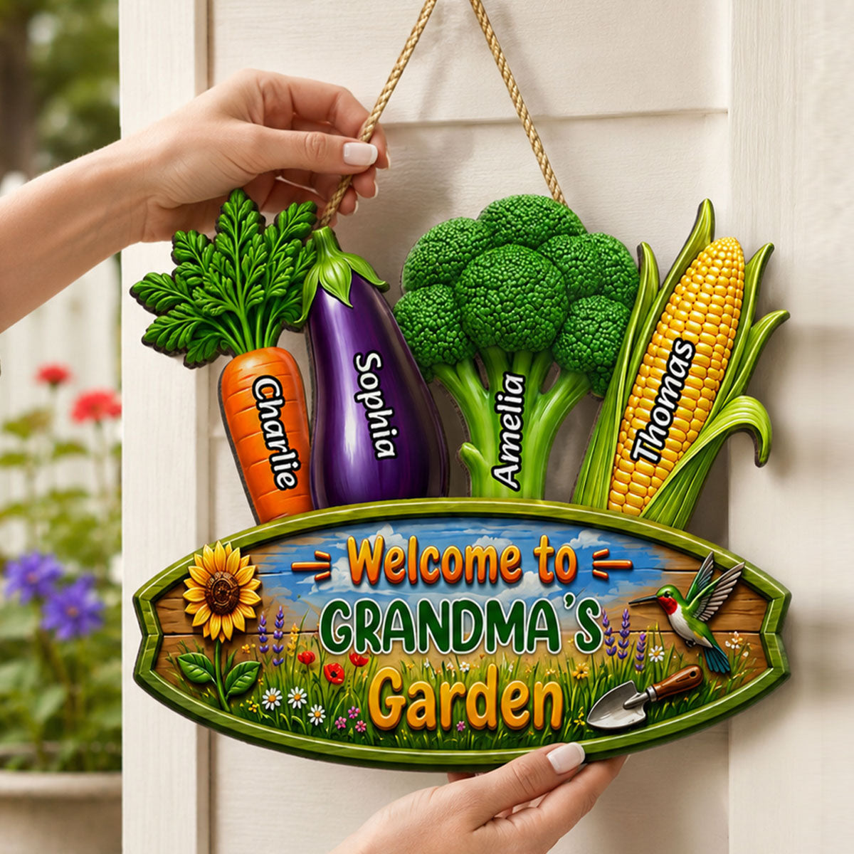 Welcome To Grandma's Garden - Personalized Wood Sign - Gift For Grandma, Garden Decorations