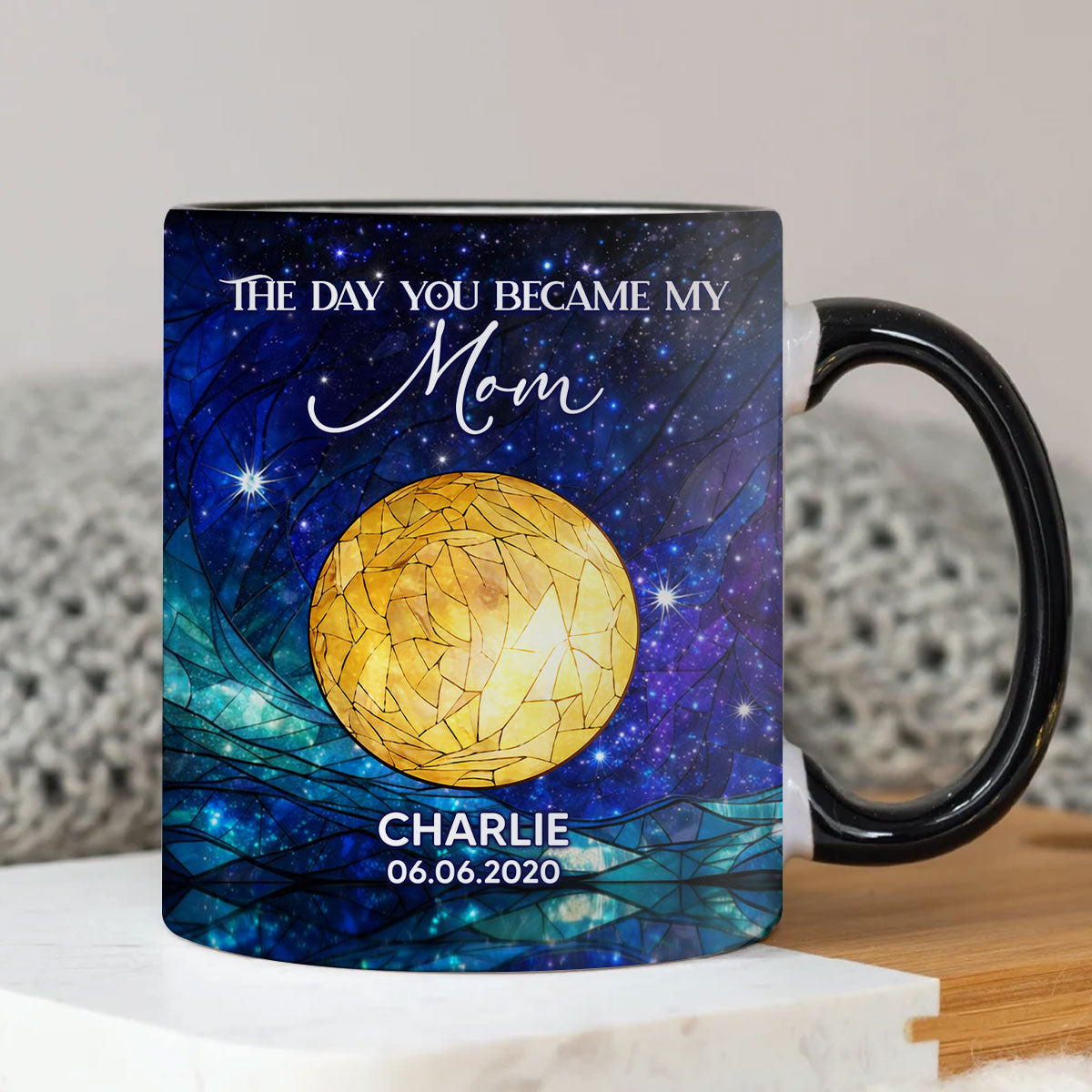 The Day You Became Our Mom, Custom Moon Phase by Date - Personalized Mug - Heartfelt Mother's Day Gift for Mom, Wife