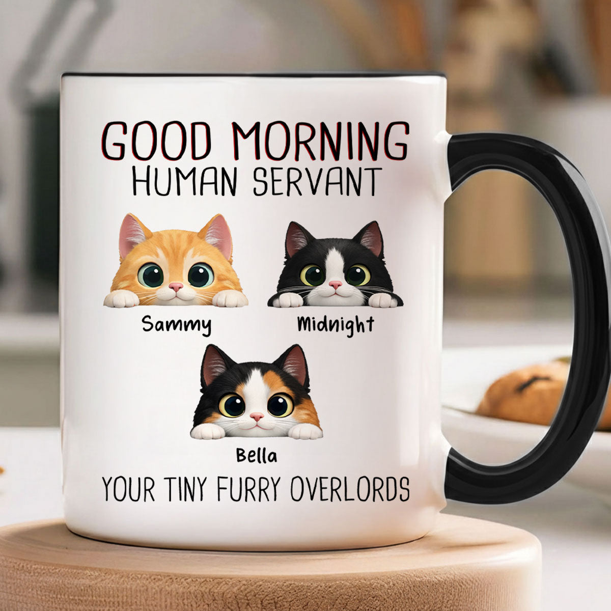 Good Morning Human Servant - Personalized Mug - Funny Gift for Cat Moms, Cat Dads