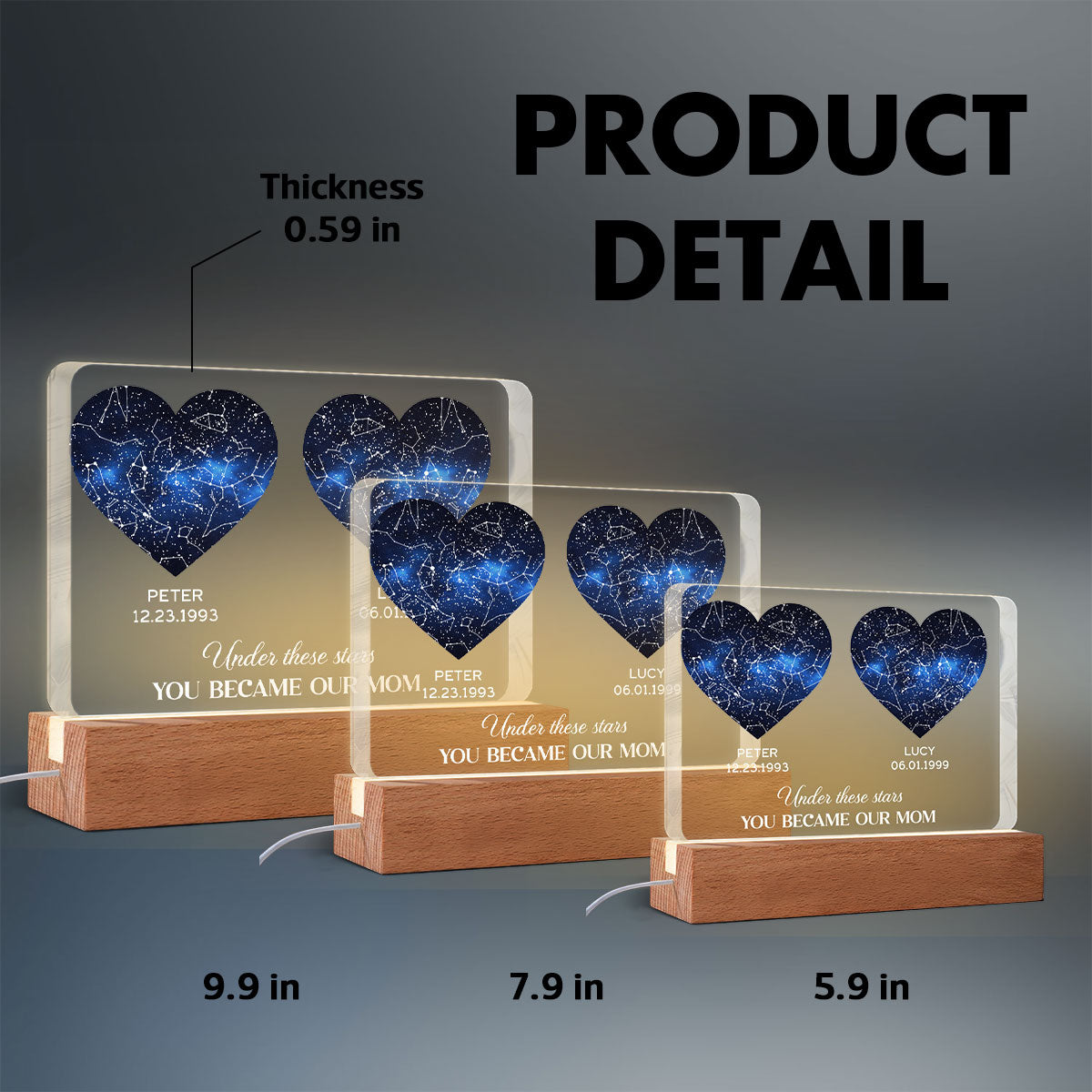 Under These Stars You Became My Mom, Custom Star Map by Date - Personalized Acrylic Block LED Night Light - Heartfelt Gift for Mom