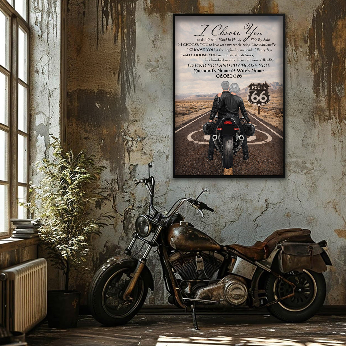 I Choose You Biker Couples - Personalized Poster - Sentimental Anniversary Gift for him, for her