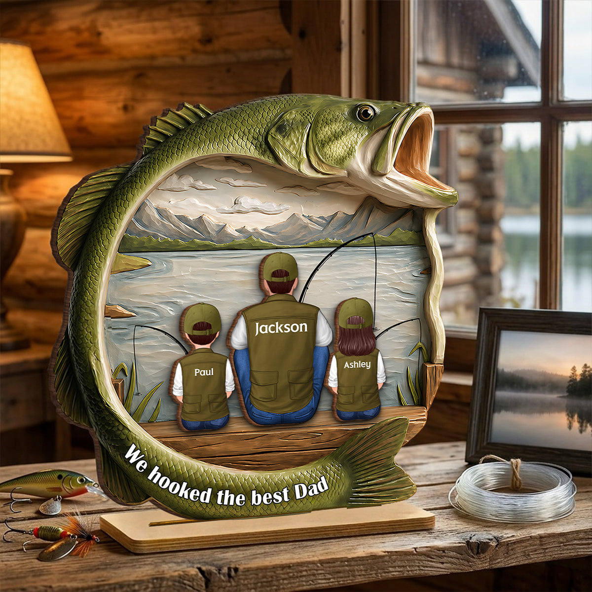 Best Catch Ever Dad Fishing - Personalized 2-Layered Wooden Plaque - Heartfelt Gift For Fishing Dad, Gift For Husband