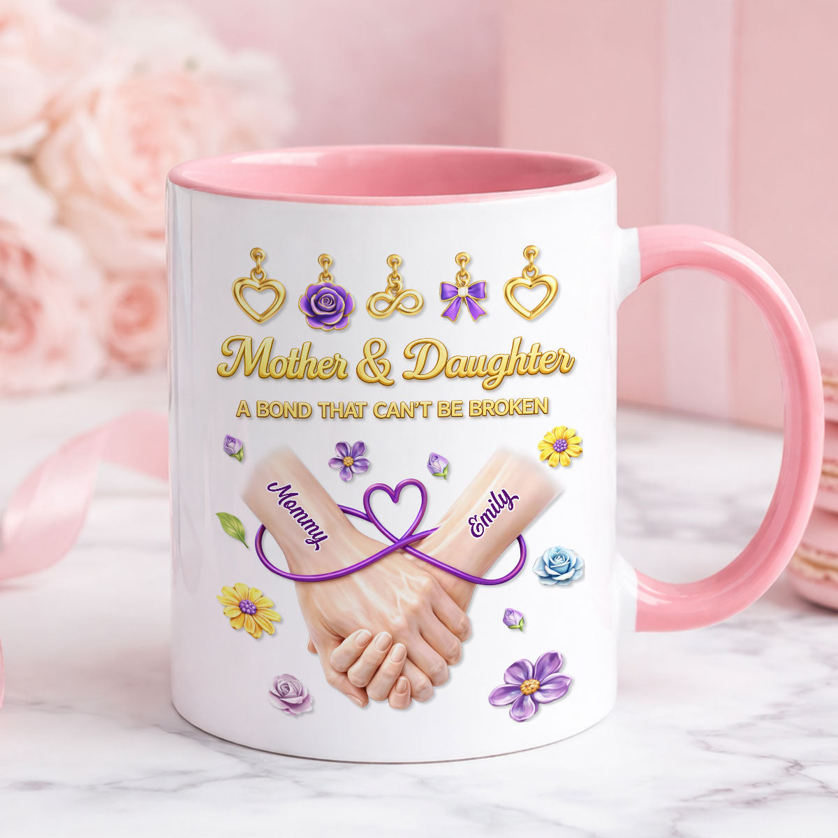 Mother And Daughter A Bond That Can't Be Broken - Personalized Mug - Heartfelt Gift For Mom