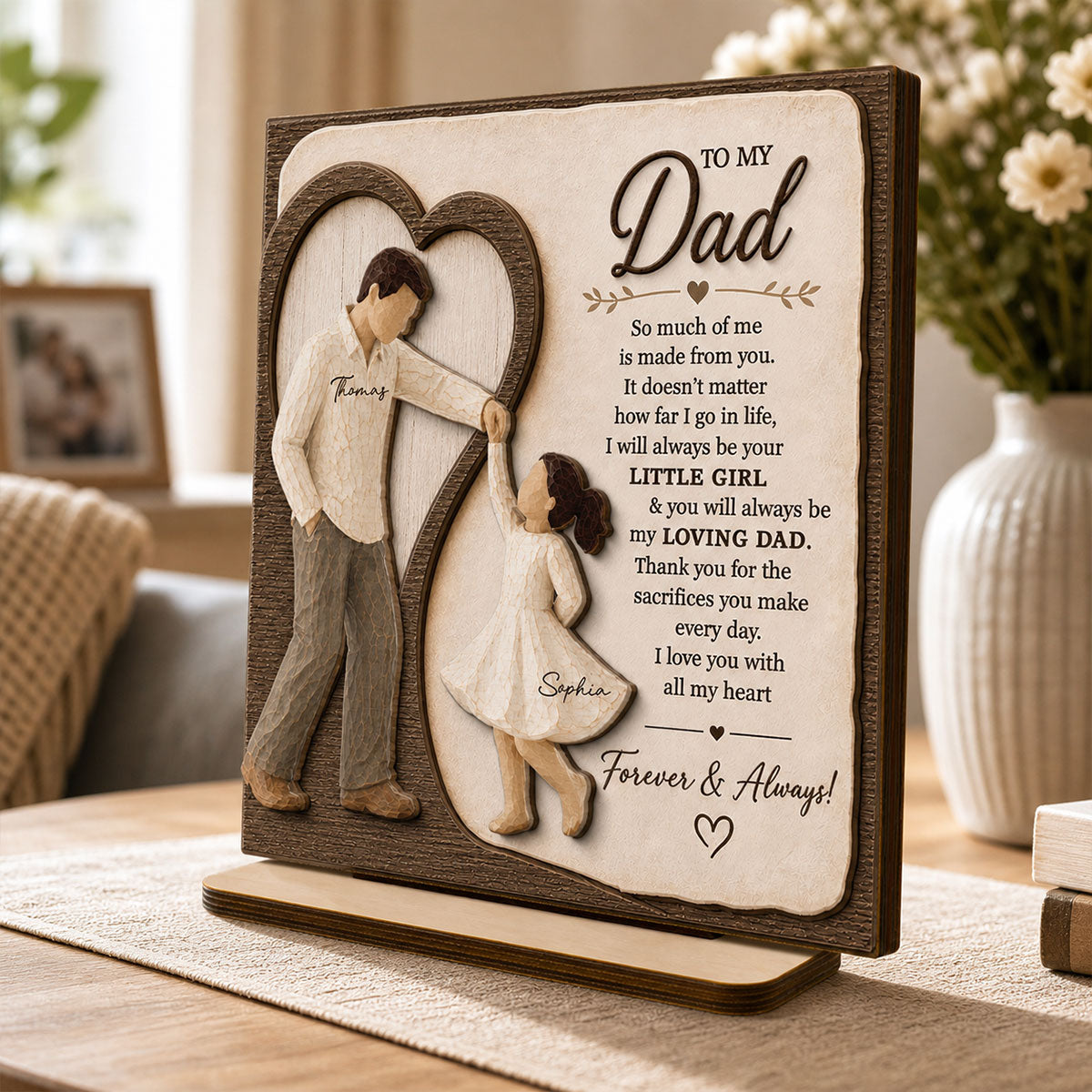 Will Always Be Your Little Girl Dancing Father & Daughter - Personalized 2-Layered Wooden Plaque - Sentimental  Gift From Daughter