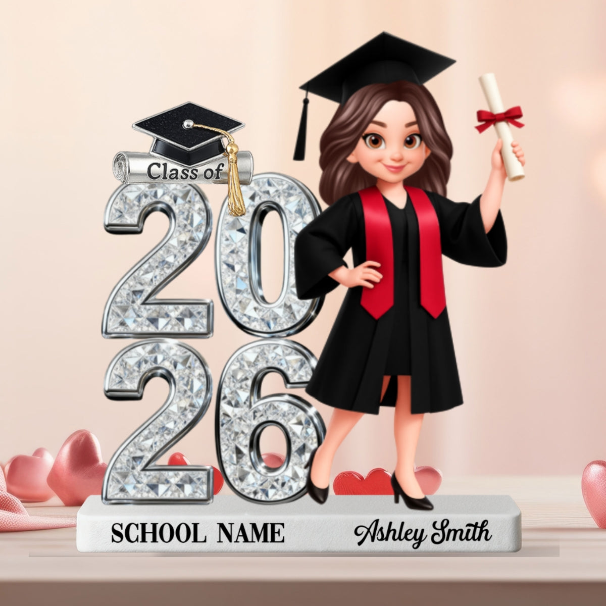 Shiny Effect Class Of 2026 2027 Senior 2D Flat - Personalized Acrylic Block Plaque - Graduation Gift For Graduates, Daughter, Son