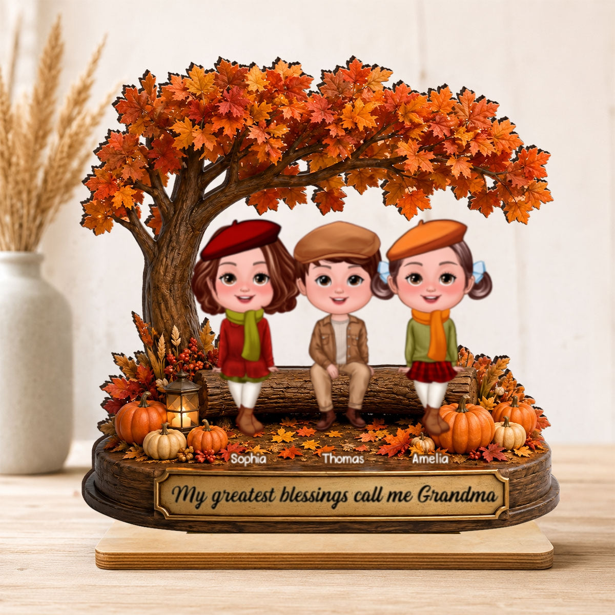 My Greatest Blessings Call Me Grandma - Personalized 2-Layered Wooden Plaque - Fall Season Gift, Gift For Grandma