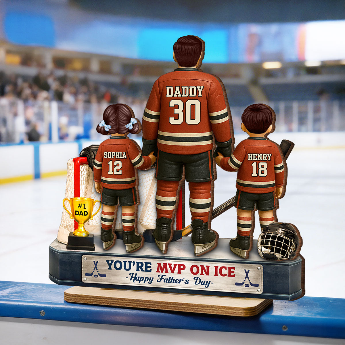You're MVP On Ice Hockey Dad - Personalized 2-Layered Wooden Plaque - Gift For Hockey Dad, Gift For Husband