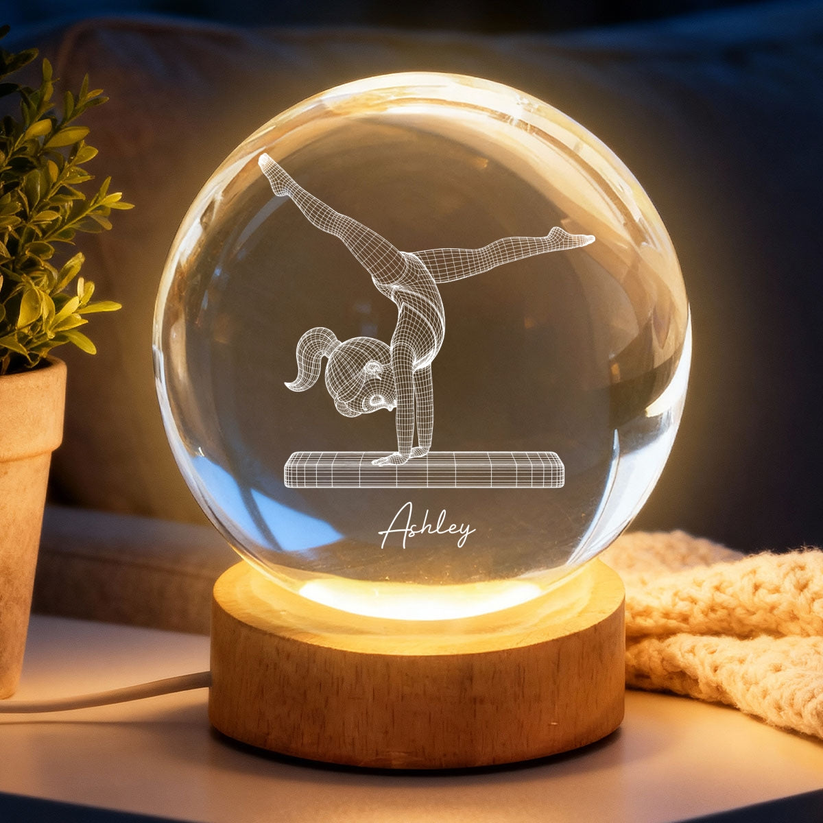 Sport Lover 3D Illusion Art - Personalized Crystal Ball LED Night Light - Gift For Sport Lover Baseball, Football, Gymnastics, Volleyball, Soccer