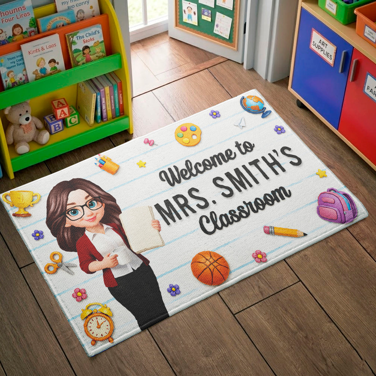 Cute Teacher Welcome Classroom - Personalized Doormat - Back To School Gift For Teacher, Classroom Decor