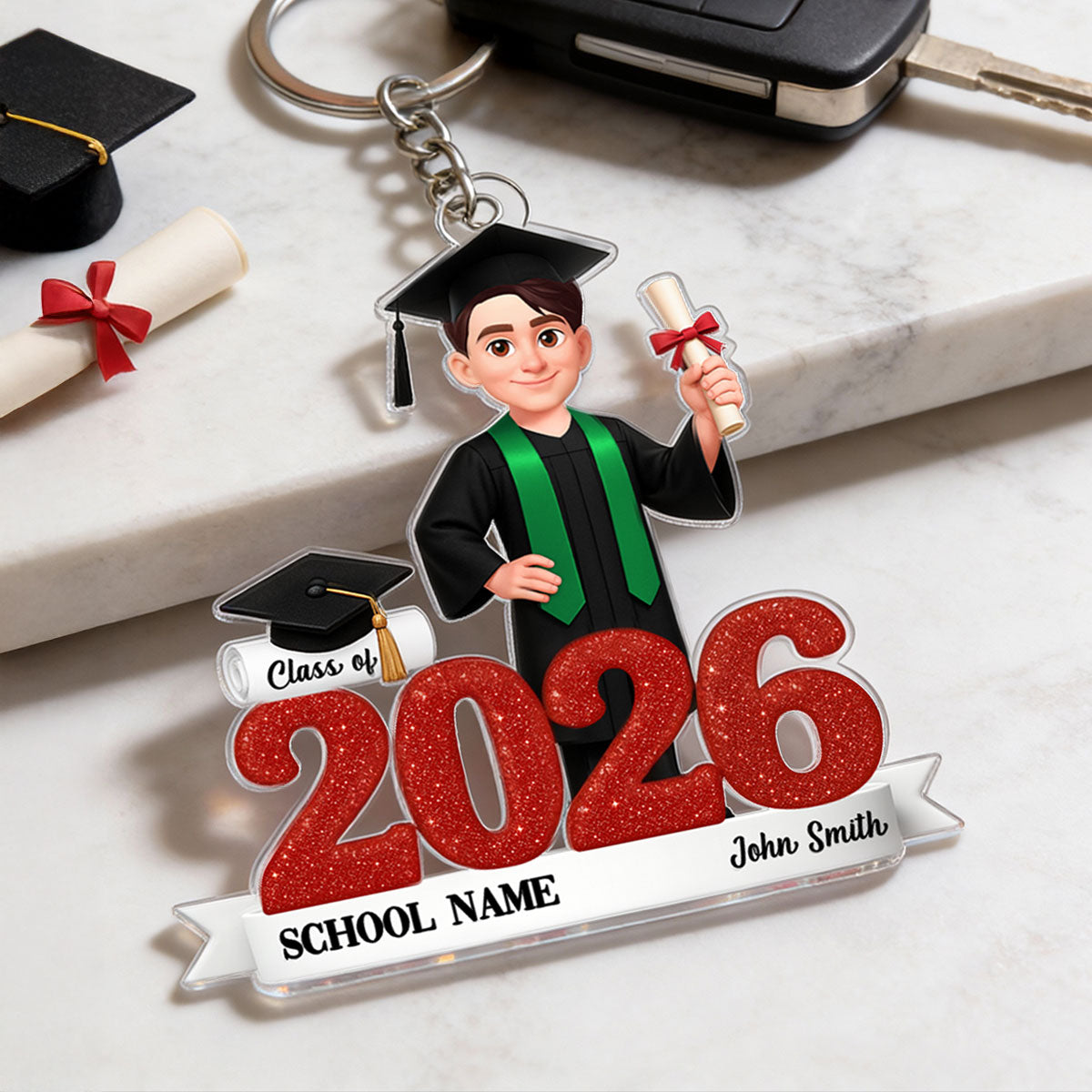 Class Of 2025 2026 3D Effect Senior - Personalized Acrylic Keychain - Gift for Senior