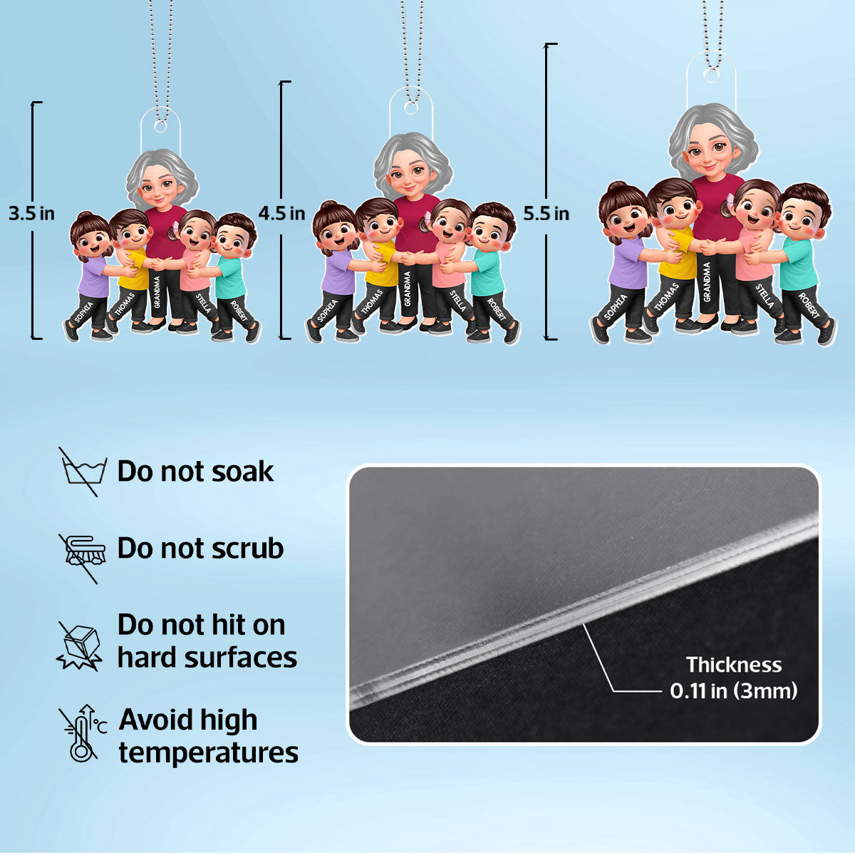 Grandma Grandkids Hugging - Personalized Acrylic Car Hanger - Mother's Day Gift For Grandma, Mom