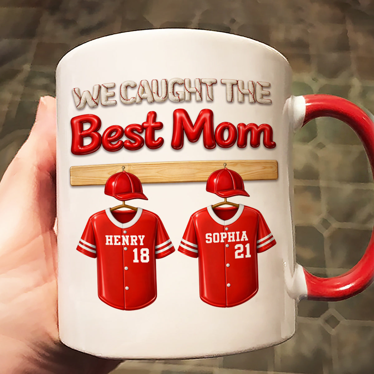 We Caught The Best Mom Baseball Kids - Personalized Mug - Heartfelt Gift For Baseball Mom, Gift For Wife