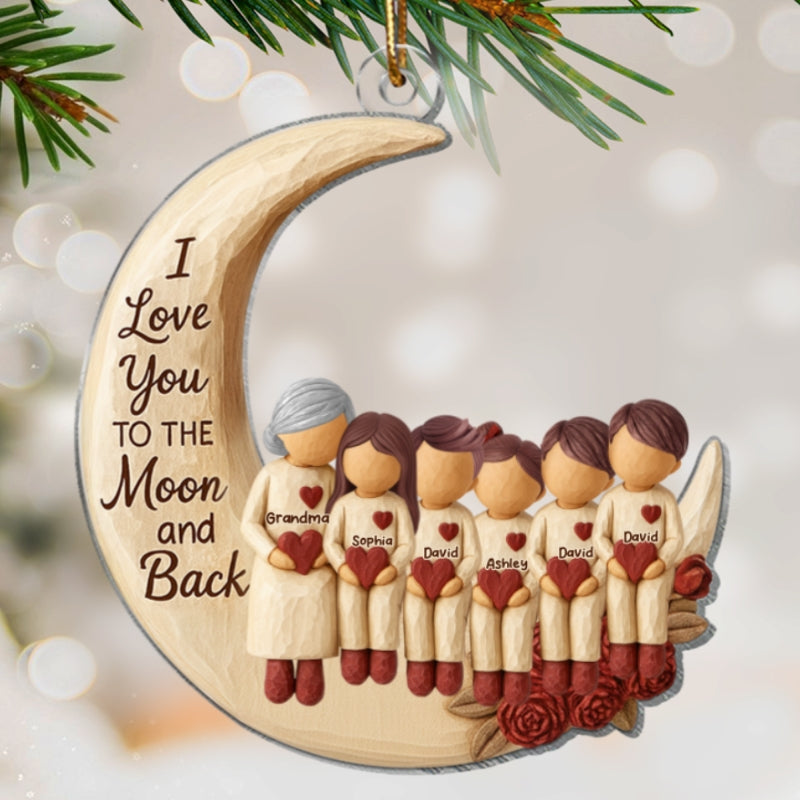Grandma Grandpa Love You to the Moon & Back - Personalized Acrylic Ornament - Christmas Gift for Grandparents, Granchildren