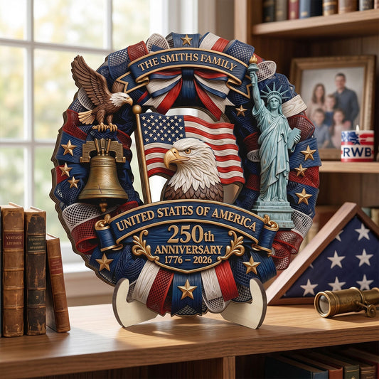 1776-2026 Eagle Liberty Bell 2D Printed - Personalized Wooden Plaque - United States 250th Anniversary USA Patriotic Home Decor