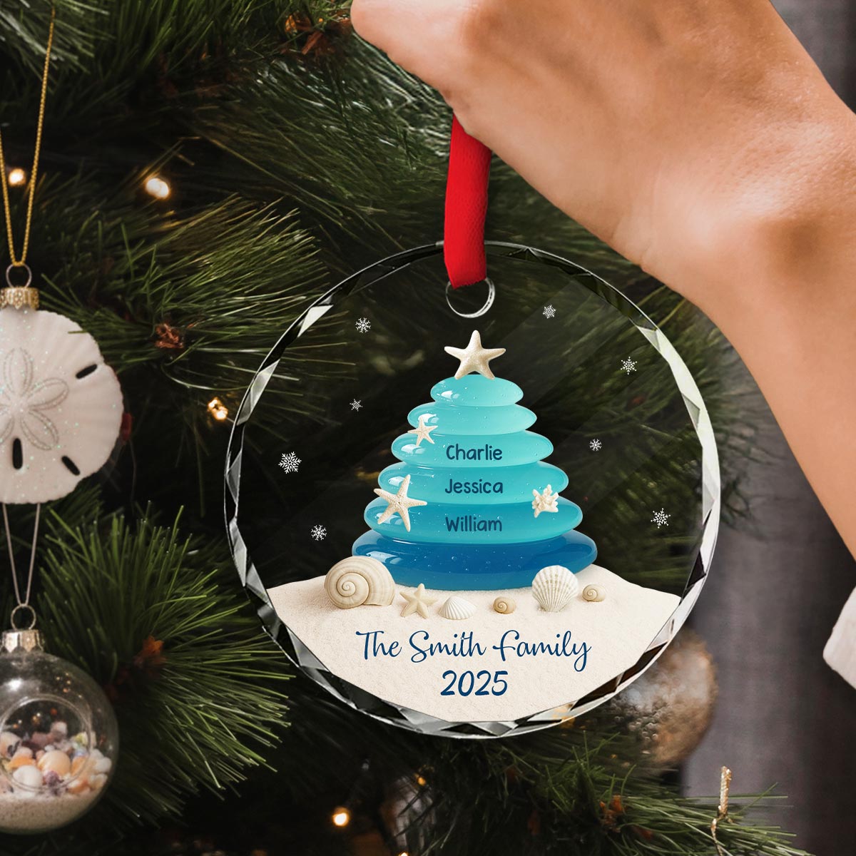 Sea Glass Christmas Tree - Personalized Glass Ornament - Heartwarming Festive Christmas Decor