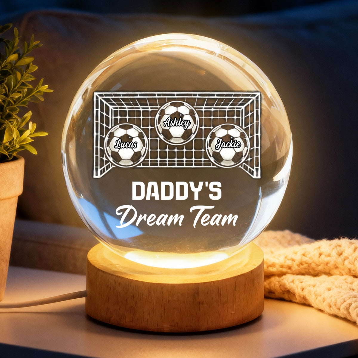 We Scored The Best Dad Soccer Dad - Personalized Crystal Ball LED Night Light - Heartfelt Gift For Soccer Dad, Gift For Husband