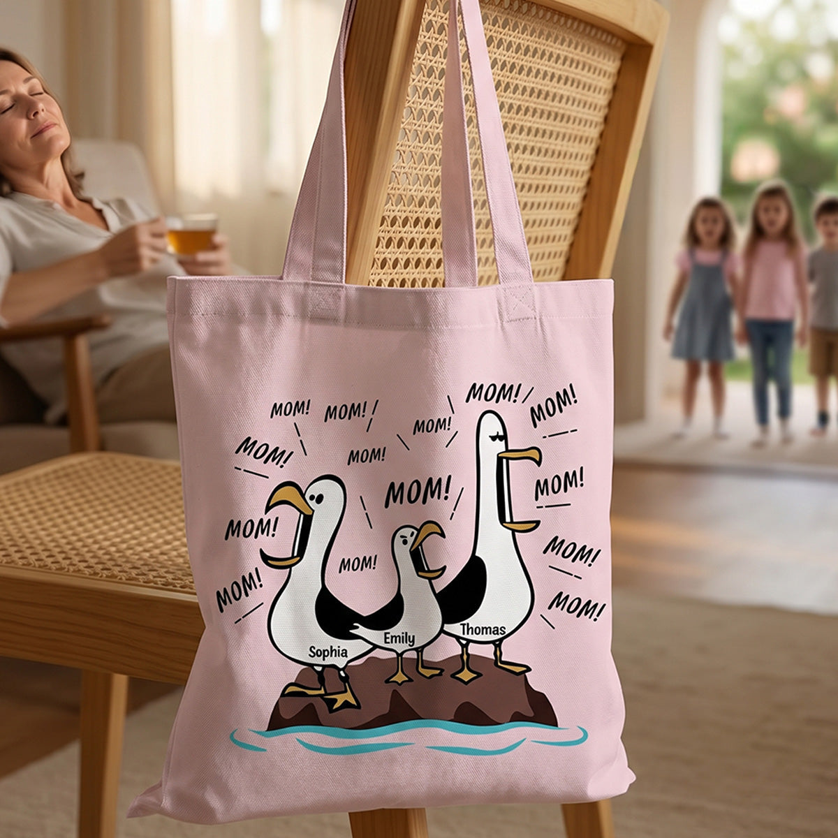 Seagull Mom Mom Mom - Personalized Tote Bag - Funny Mother's Day Gift For Mom