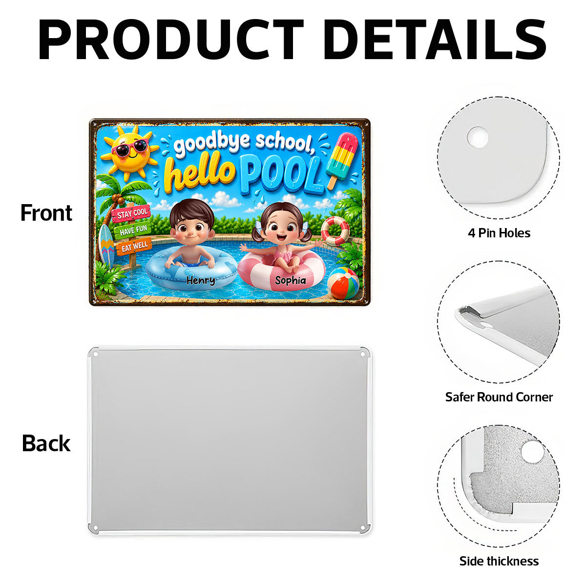 Goodbye School Hello Summer - Personalized Metal Sign - Summer Decorations