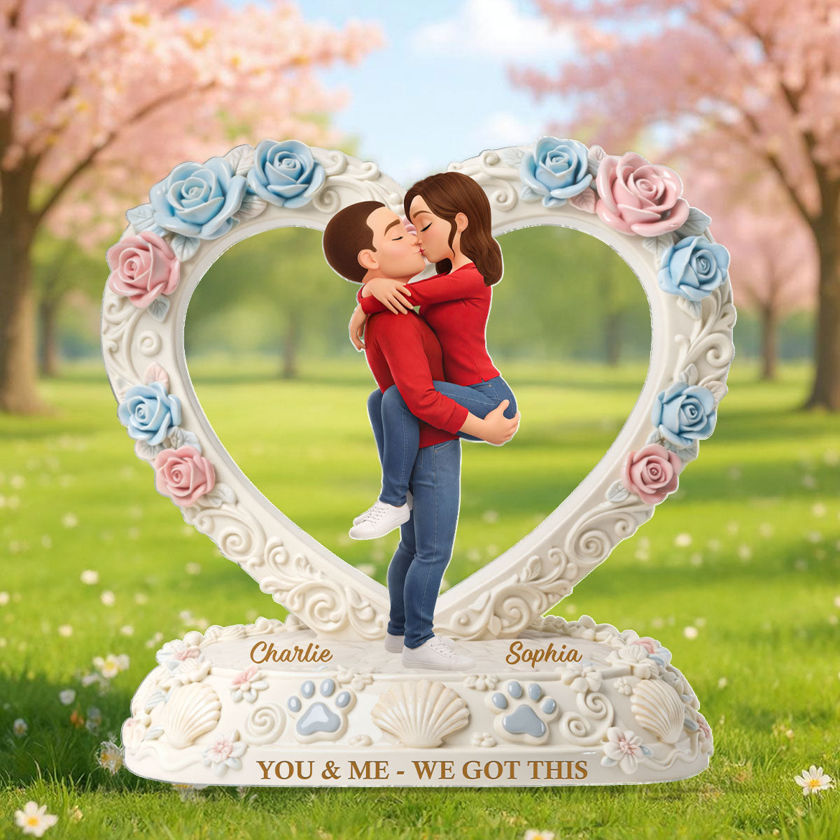 You & Me We Got This Heart Rose - Personalized Acrylic Block Plaque - Anniversary, Valentine's Day Gift, Gift For Him, Gift For Her