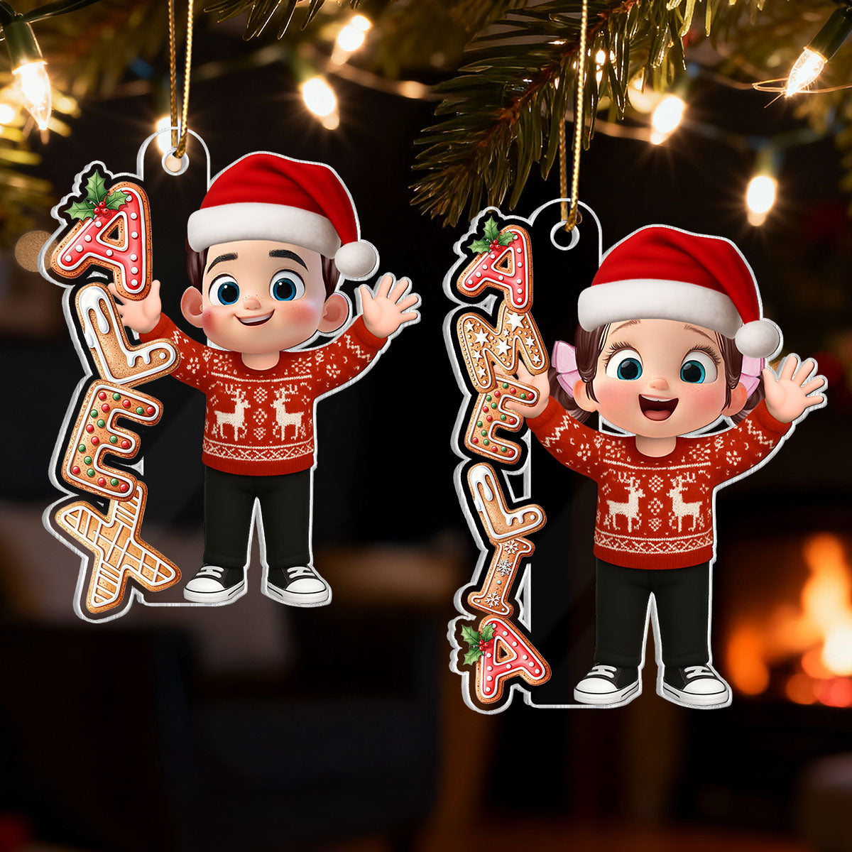Custom Family Name Gingerbread Alphabet Ornament - Personalized Acrylic Ornament - Cute Christmas Gift For Family